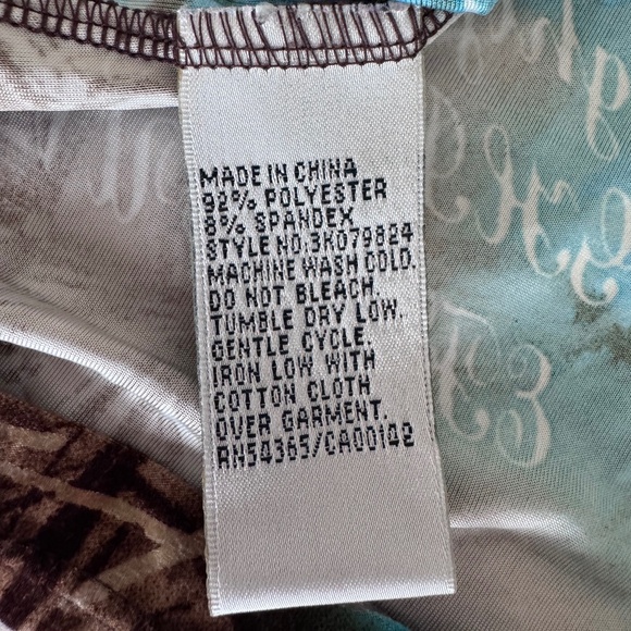 Turquoise and brown patterned top - Picture 4 of 4